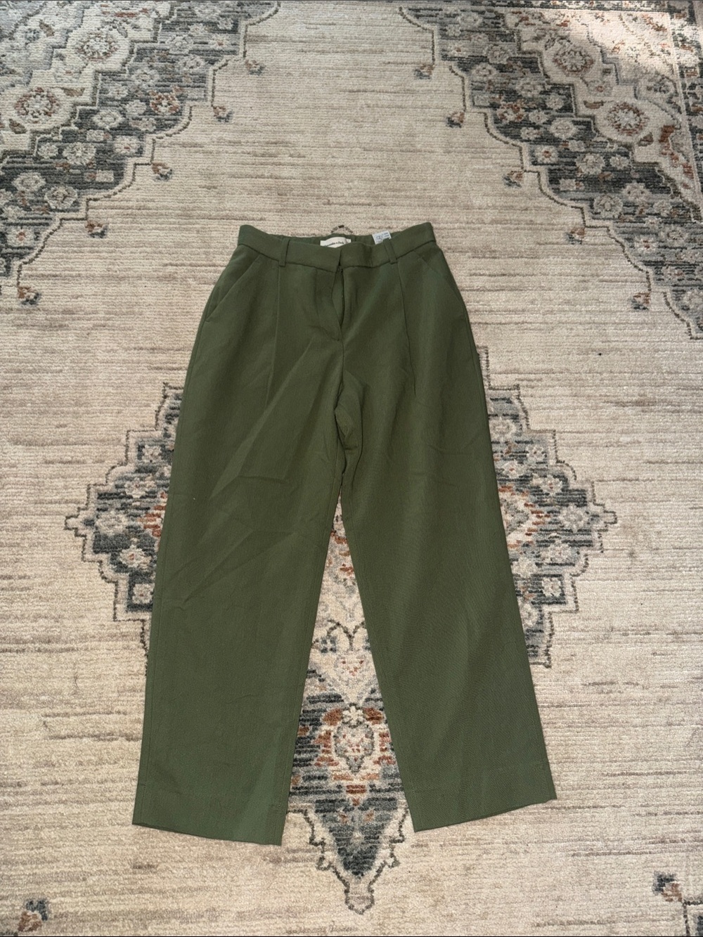 Abercrombie & Fitch Olive Green Women's Wide-Leg Trousers